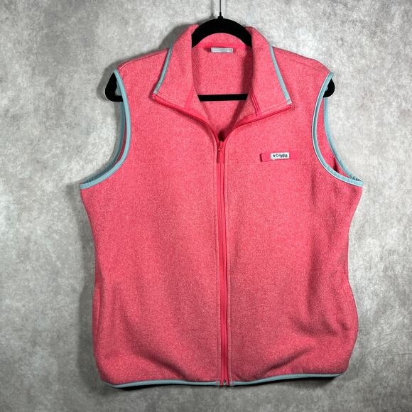 Columbia PFG Vest Womens XL Pink Gray Full Zip Sleeveless Fishing Outdoor Camp - Picture 1 of 8